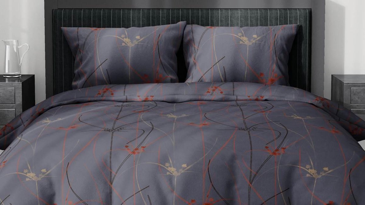 Satin D'or Elsa Dekbedovertrek - 2-persoons (200x200/220 Cm + 2 Slopen) - Katoen Satijn - Antraciet - Grijs