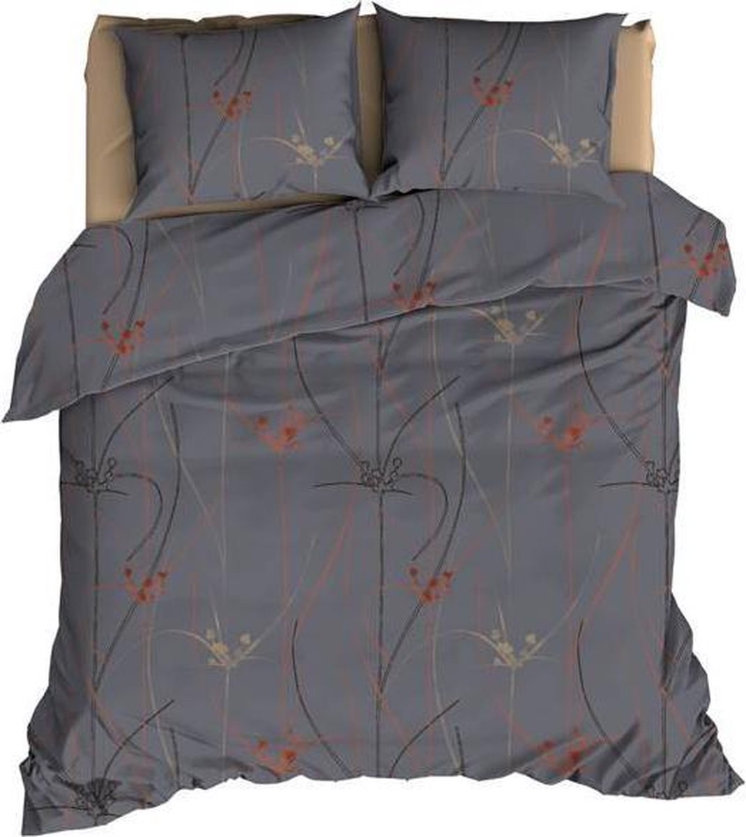 Satin D'or Elsa Dekbedovertrek - 2-persoons (200x200/220 Cm + 2 Slopen) - Katoen Satijn - Antraciet - Grijs