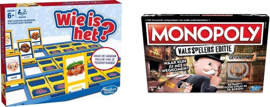 Hasbro Spellenbundel - Bordspel - 2 Stuks - Wie Is Het? & Monopoly Valsspelereditie