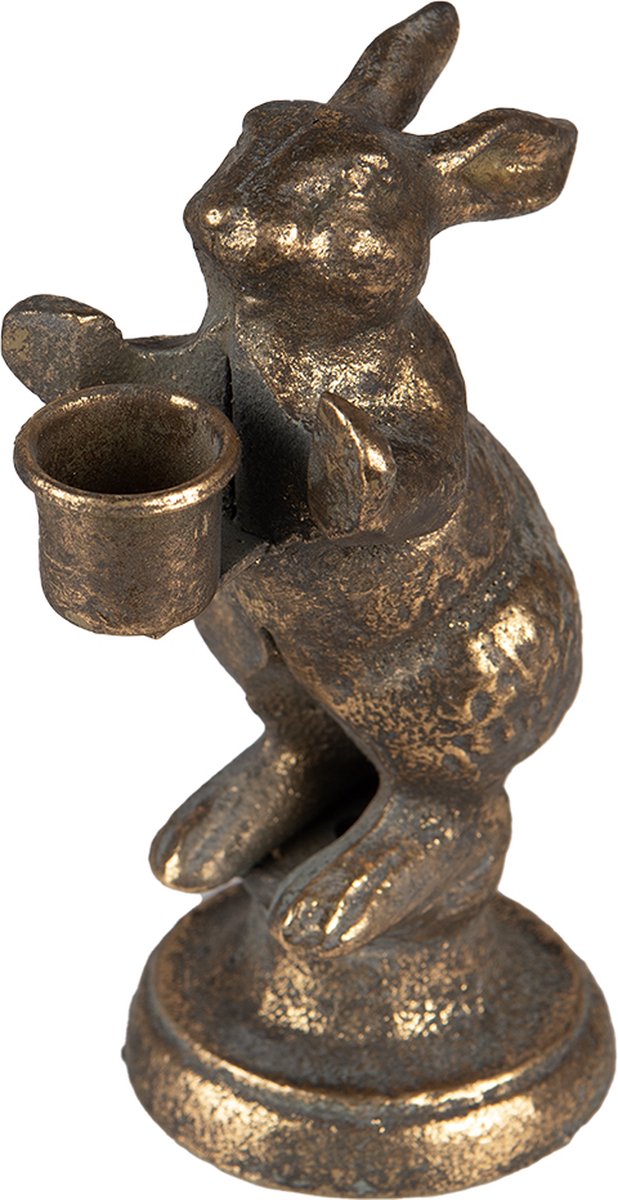 Clayre & Eef Kandelaar Konijn 12x10x30 cmkleurig Ijzer - Goud