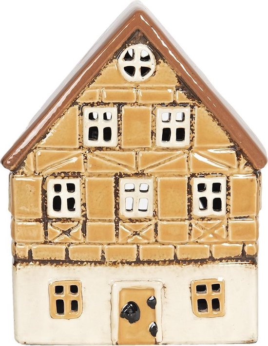 Clayre & Eef Waxinelichthouder - 16*9*21 Cm - Multi - Keramiek - - 6ce1151 - Beige