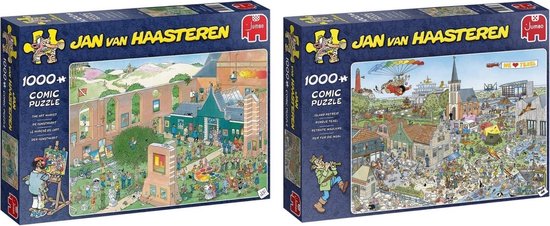 Jumbo Jan Van Haasteren Puzzelbundel - 2 Stuks - De Kunstmarkt 1000 Stukjes & Rondje Texel 1000 Stukjes