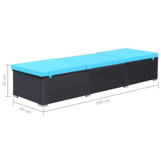 Vidaxl Ligbed Met Kussen Poly Rattan - Zwart