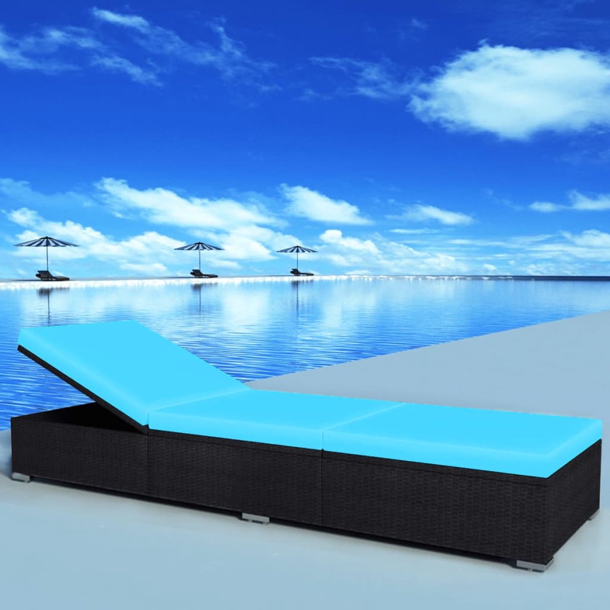 Vidaxl Ligbed Met Kussen Poly Rattan - Zwart