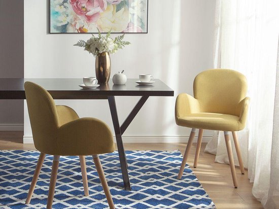 Beliani Brookville Eetkamerstoel Set Van 2 Polyester 52 X 43.5 Cm - Geel