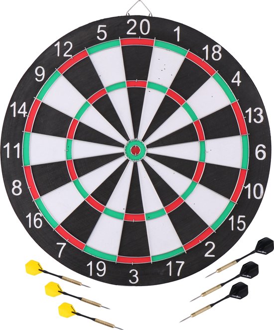 MaxiMondo Master Darts Dartbord - Met 6 Pijltjes, Kartonnen Scorebord En Marker - 41cm