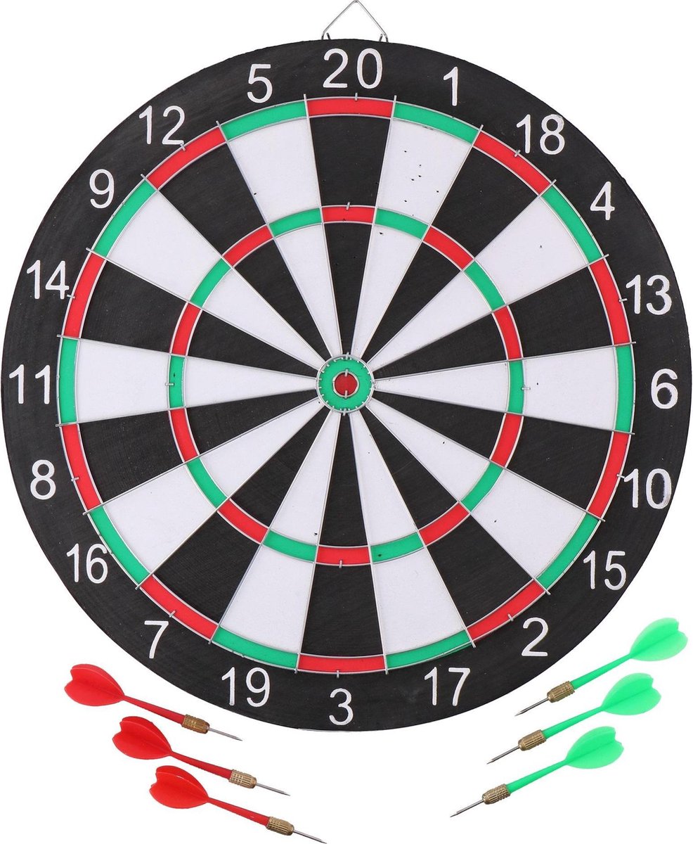 MaxiMondo Master Darts Dartbord - Met 6 Pijltjes, Kartonnen Scorebord En Marker - 41cm