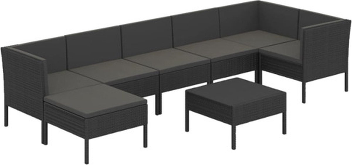 Vidaxl 8-delige Loungeset Met Kussens Poly Rattan - Zwart