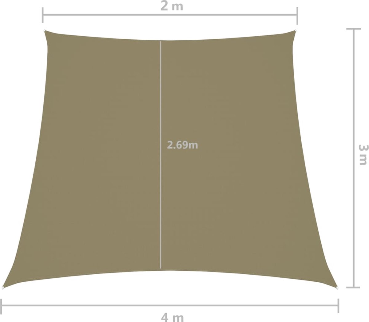 Vidaxl Zonnezeil Trapezium 2/4x3 M Oxford Stof - Beige