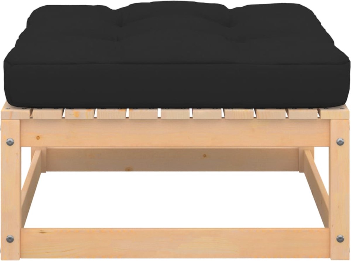 Vidaxl Tuinvoetenbank Met Kussen Massief Grenenhout