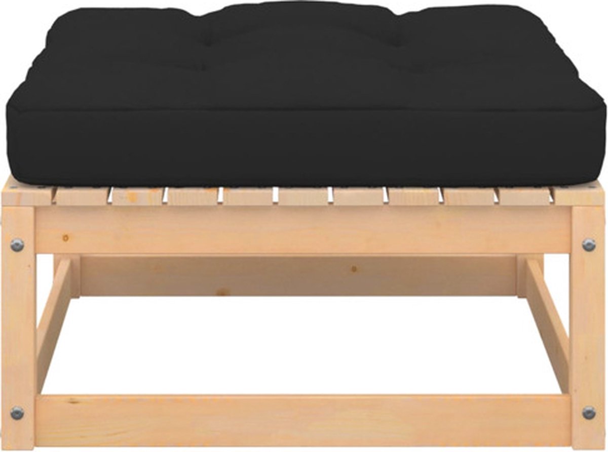 Vidaxl Tuinvoetenbank Met Kussen Massief Grenenhout