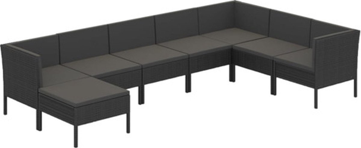 Vidaxl 8-delige Loungeset Met Kussens Poly Rattan - Zwart