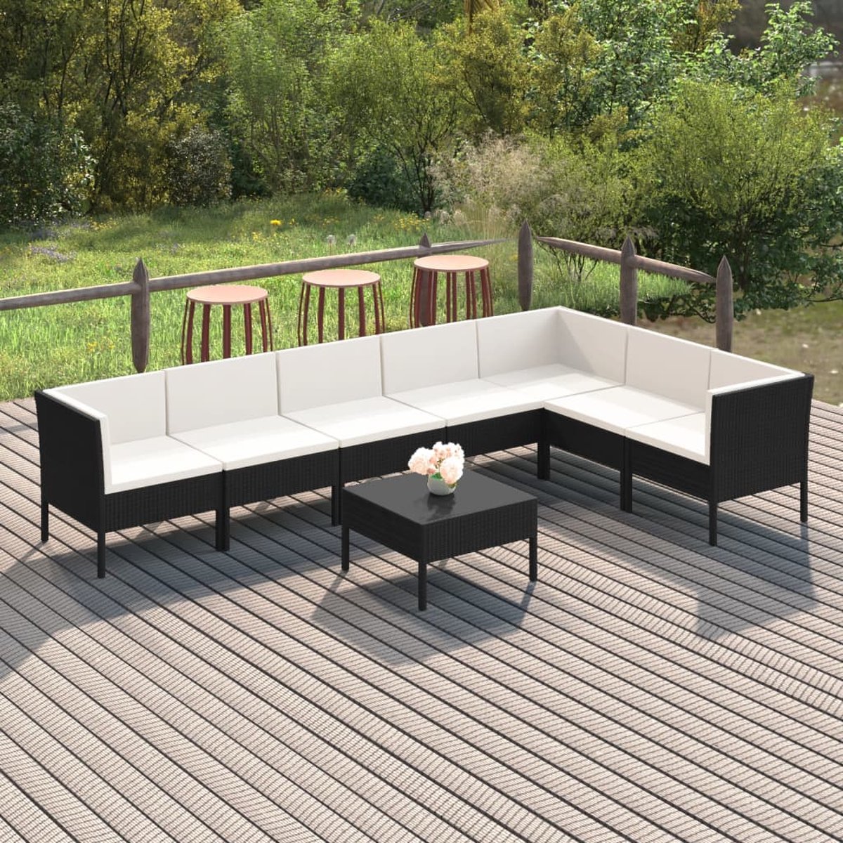 Vidaxl 8-delige Loungeset Met Kussens Poly Rattan - Negro