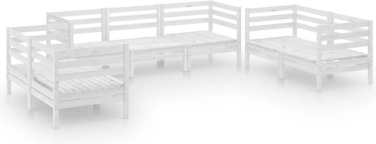 Vidaxl 7-delige Loungeset Massief Grenenhout Wit