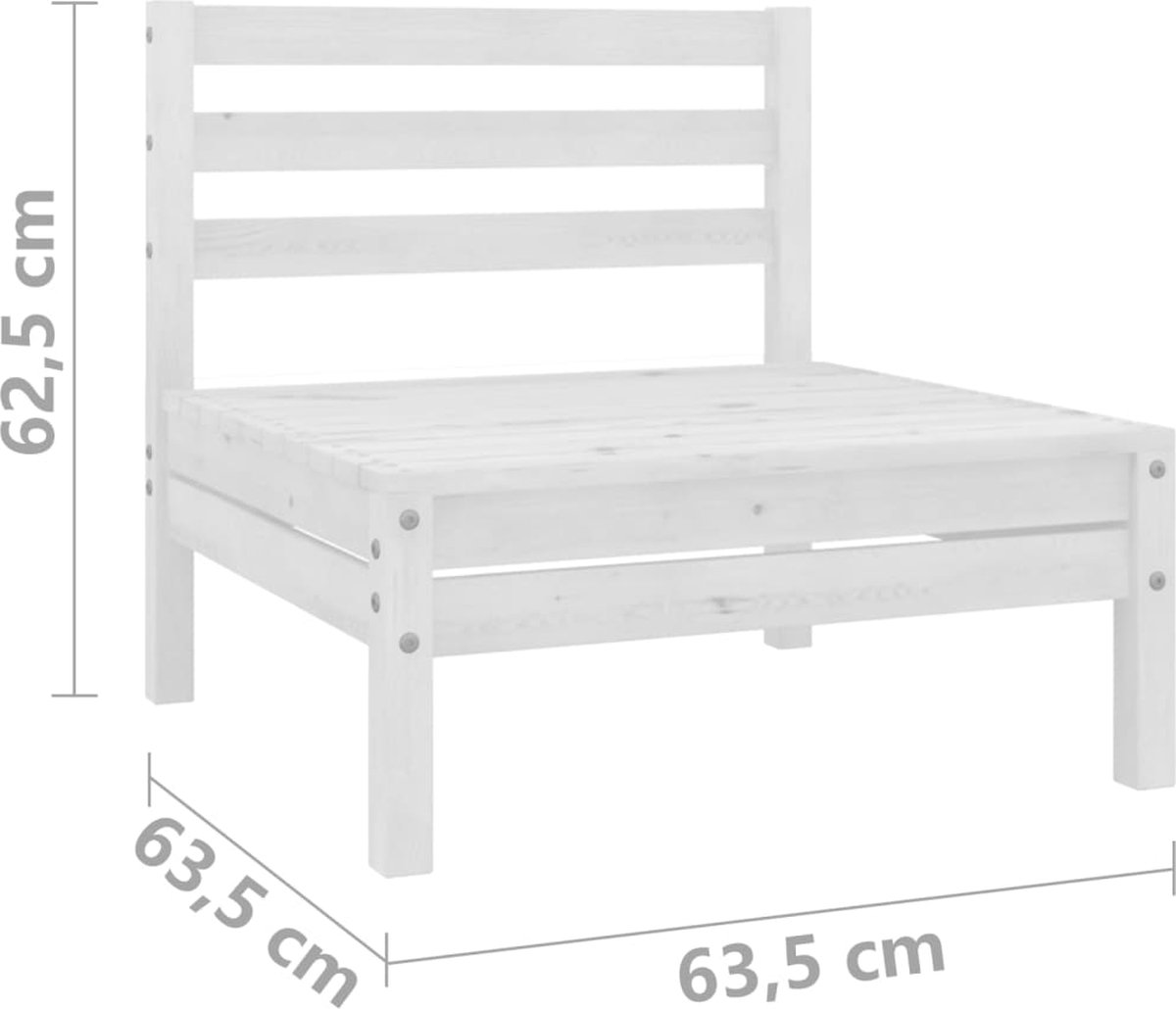 Vidaxl 7-delige Loungeset Massief Grenenhout Wit