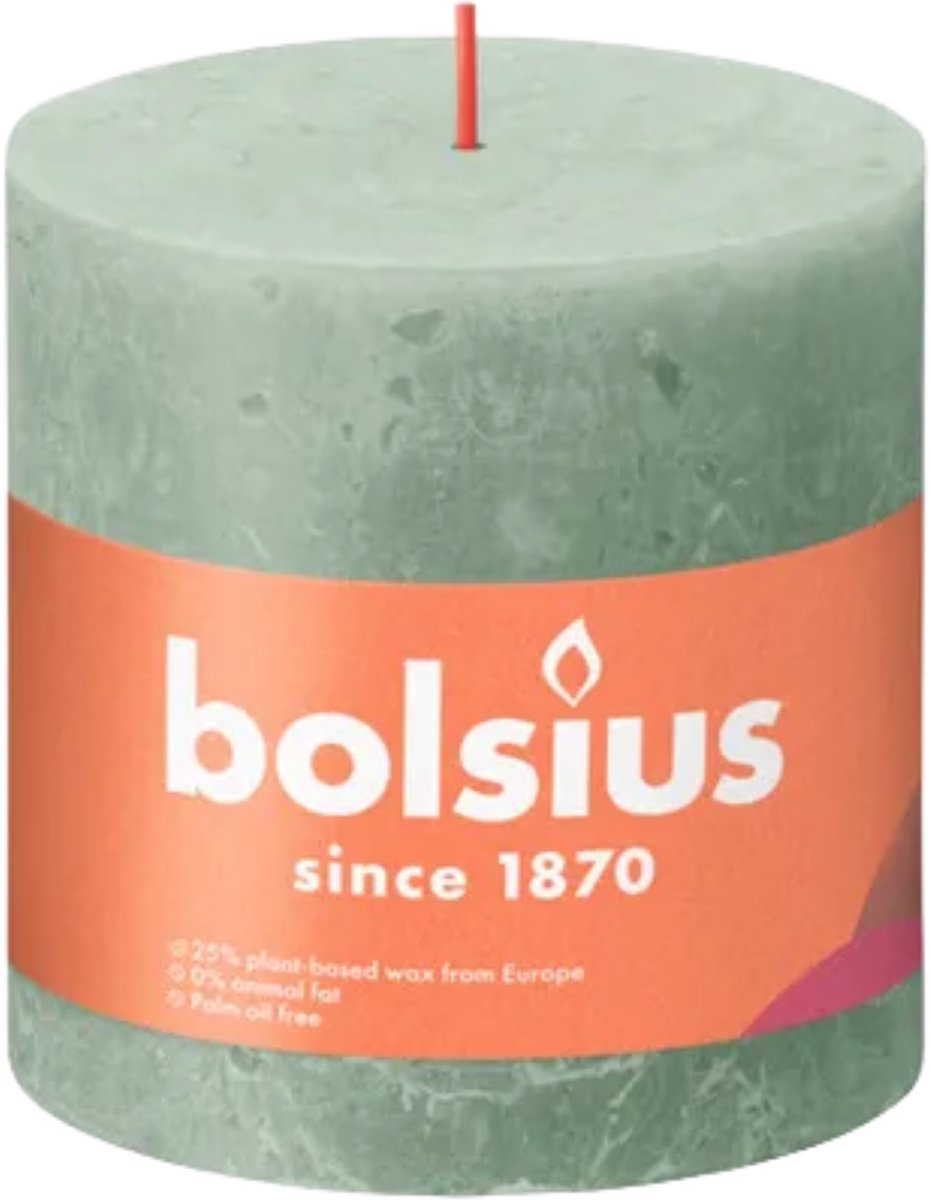 Bolsius Stompkaars Jade Green - Ø100 Mm - Hoogte 10 Cm 62 Branduren - Groen