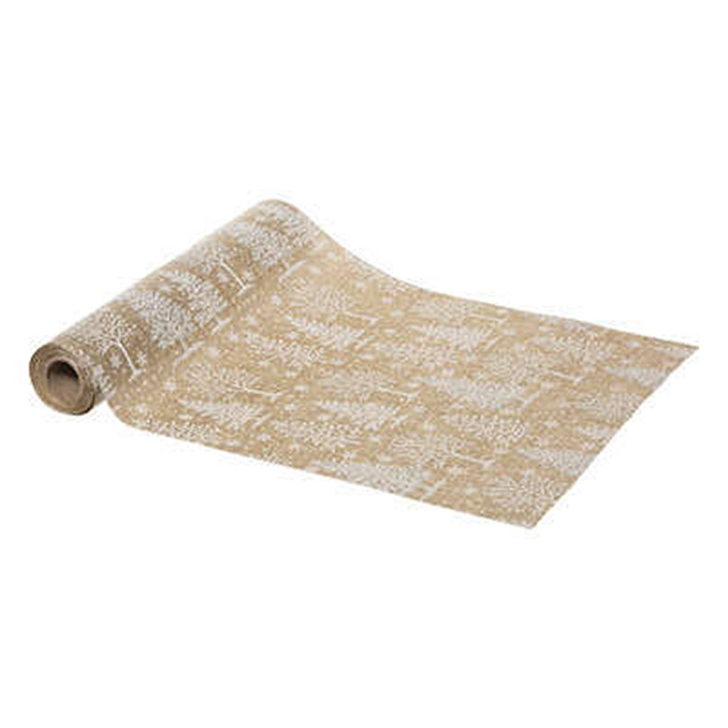 Kerst Thema Diner Tafelloper - 2x Stuks/wit - 28 X 300 Cm - Tafellakens - Beige