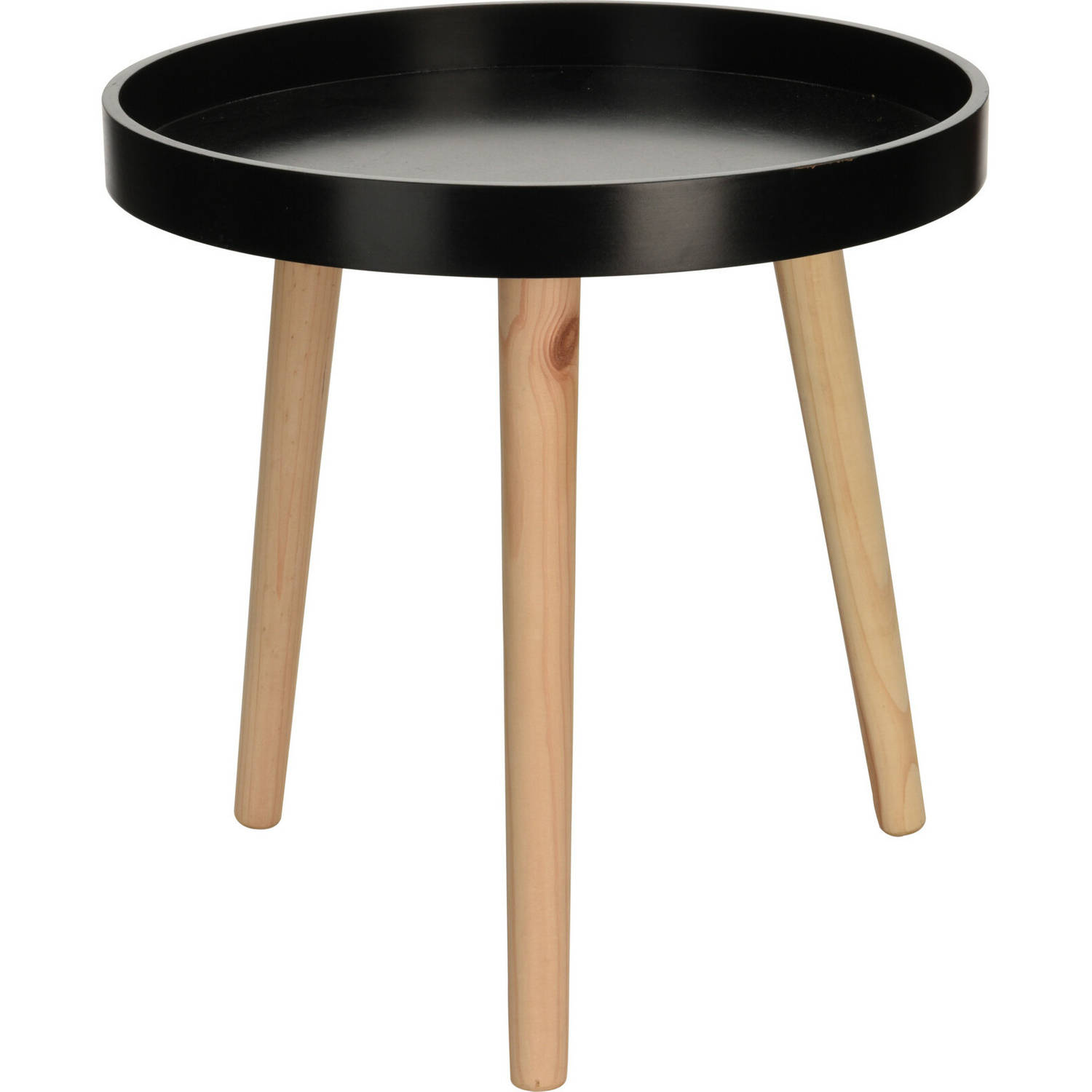 H&S collection Bijzettafel/salontafel Hout - Rond - 40 X 39 Cm - Bijzettafels - Zwart