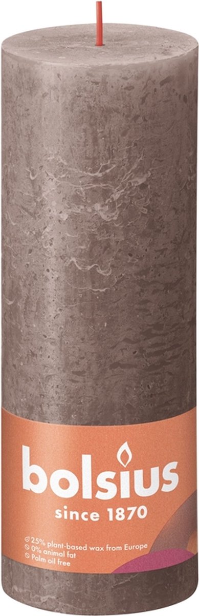 Bolsius Stompkaars Rustic Taupe Ø68 Mm - Hoogte 19 Cm - Taupe - 85 Branduren - Bruin