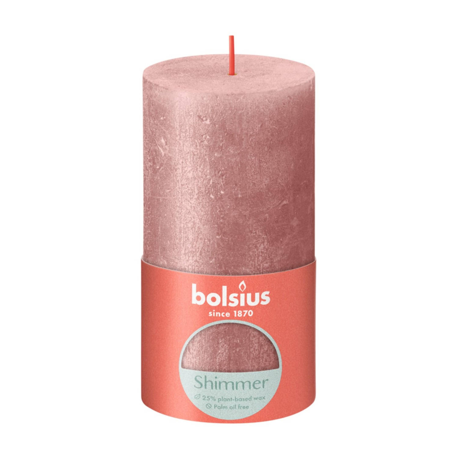 Bolsius Stompkaars Shimmer Pink - Ø68 Mm - Hoogte 13 Cm 60 Branduren - Roze