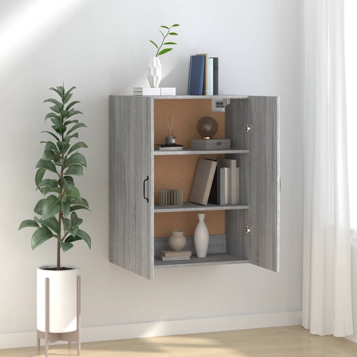 Vidaxl Hangkast 69,5x34x90 Cm Bewerkt Hout Sonoma Eikenkleurig - Grijs