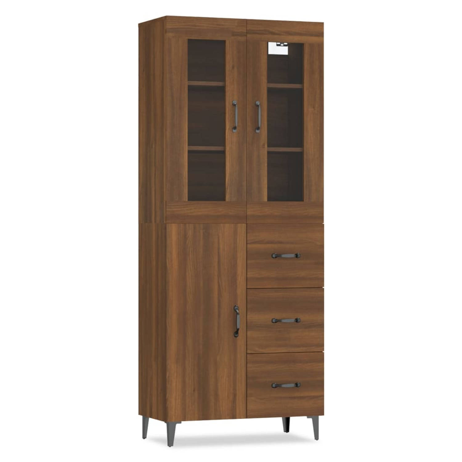 Vidaxl Hoge Kast 69,5x34x180 Cm Bewerkt Houteikenkleurig - Bruin