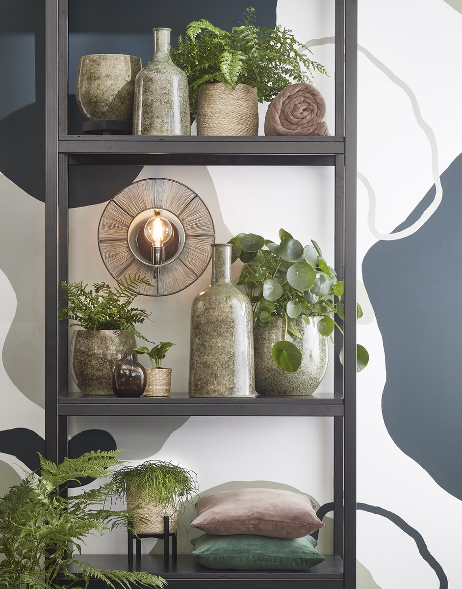 Mica Decorations Fles Bloemenvaas Van Terracotta In Het Shadow D26 En H50 Cm - Vazen - Groen