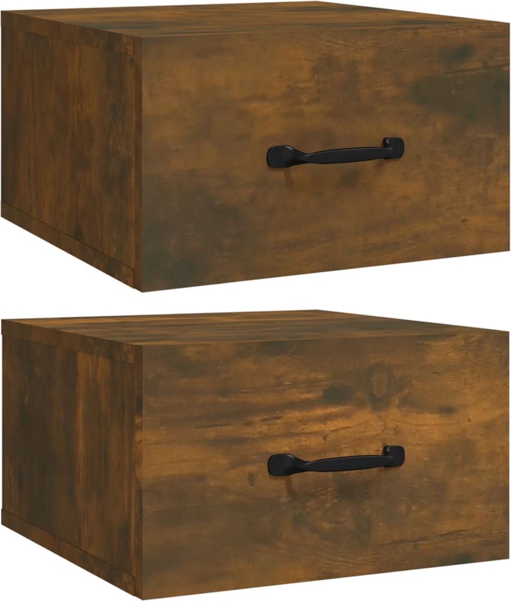 Vidaxl Nachtkastjes 2 St Wandgemonteerd 35x35x20 Cm Gerookt Eikenkleur - Bruin
