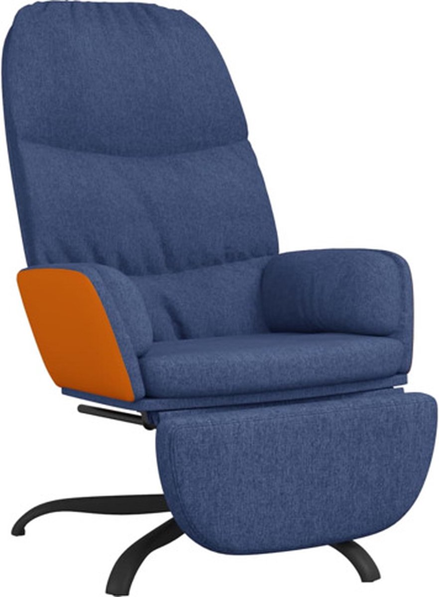 Vidaxl Relaxstoel Met Voetenbank Stof - Blauw