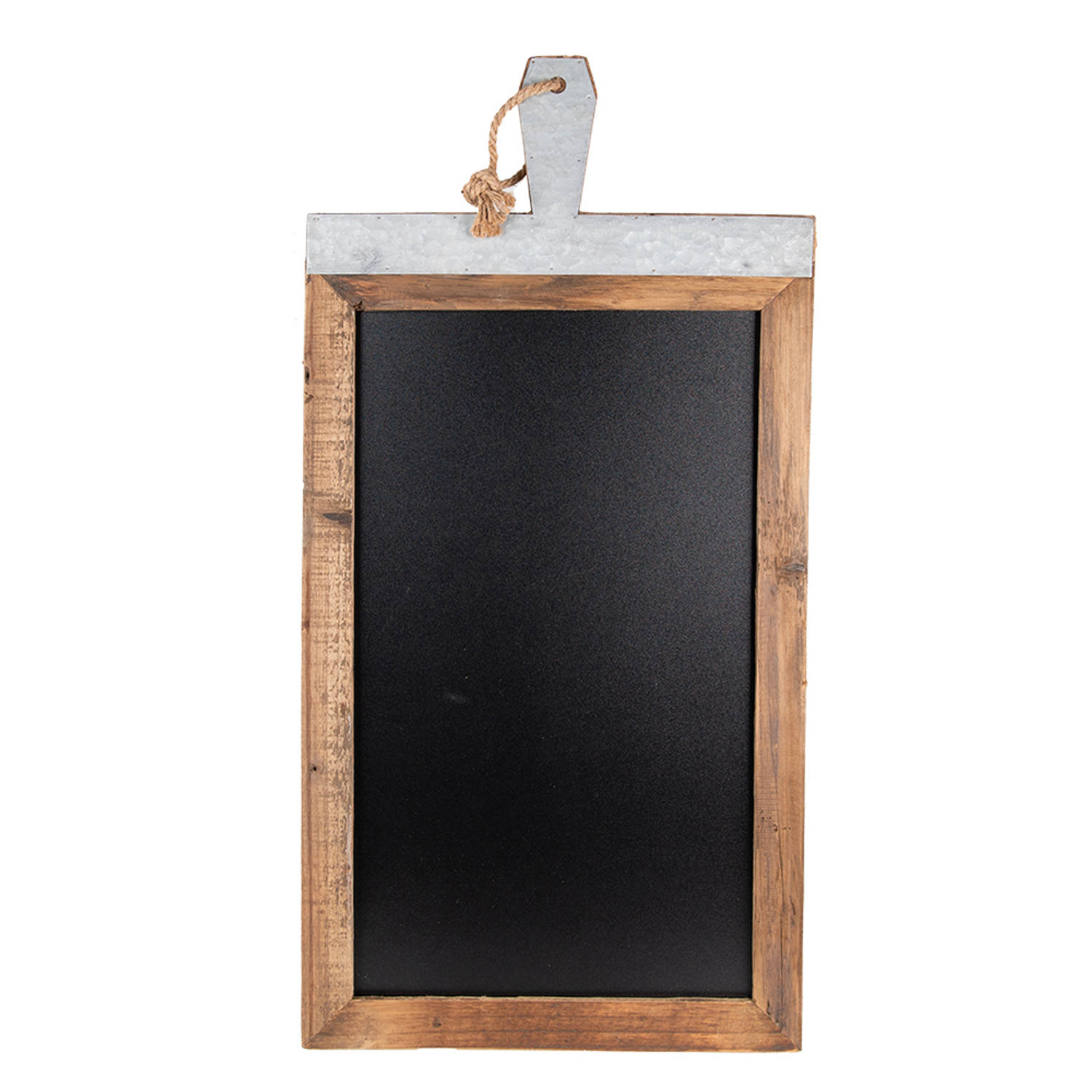 Clayre & Eef Krijtbord 40x1x80 Cm Bruin Hout Zink Tekstbord Tekstbord - Zwart