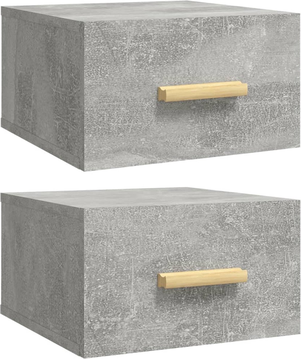Vidaxl Nachtkastjes 2 St Wandgemonteerd 35x35x20 Cm Beton - Grijs