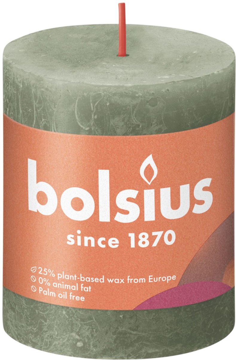 Bolsius Stompkaars Fresh Olive Ø68 Mm - Hoogte 8 Cm - Olijf - 35 Branduren - Groen