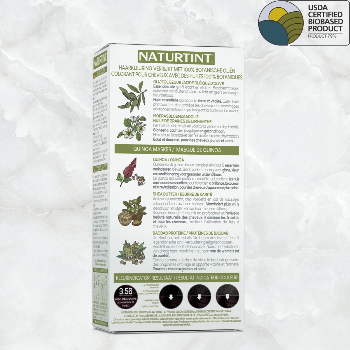 Naturtint Permanente Haarkleuring 3.56 Intens Stralend Rood