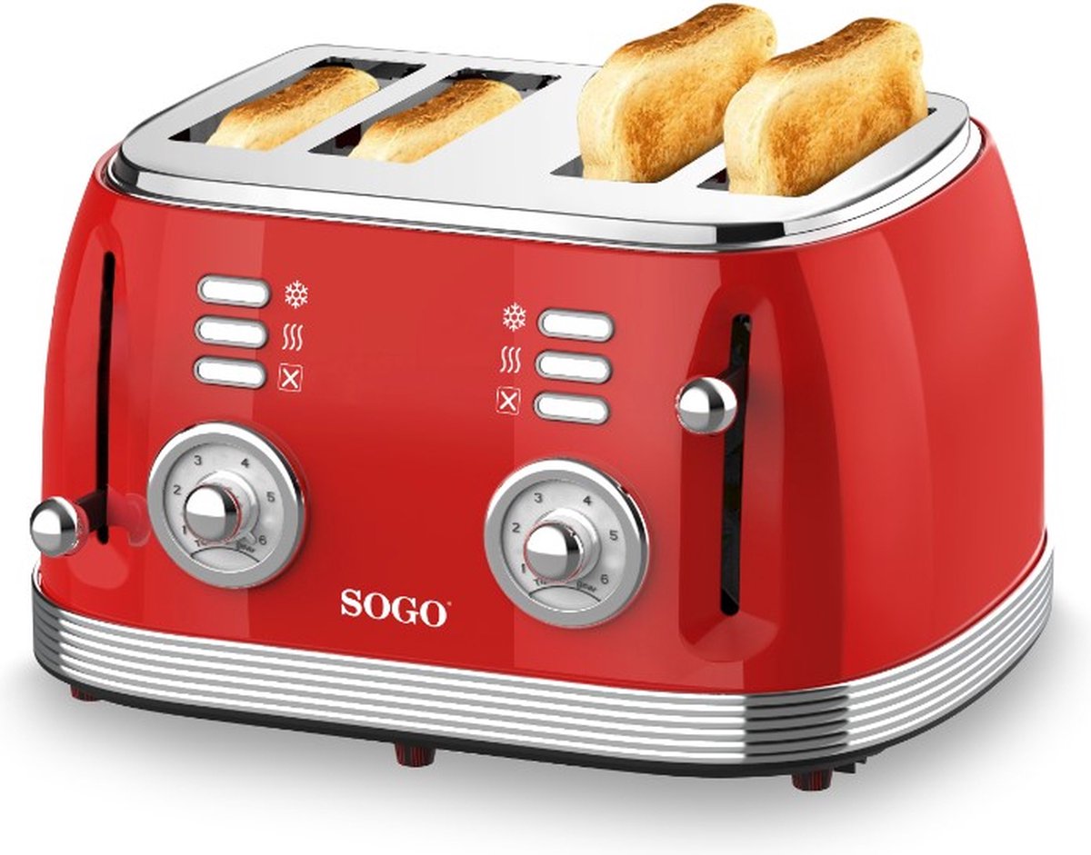 HA-MA TOOLS Sogo Toaster - Ontdooien & Roosteren - Retro Broodrooster - 1550w