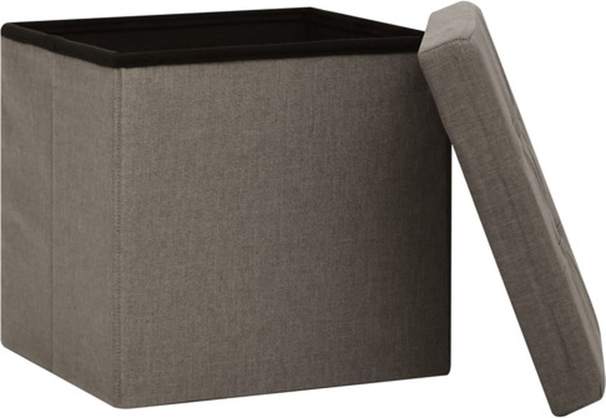 Vidaxl Opbergkrukken Inklapbaar 2 St Kunstlinnen Taupe
