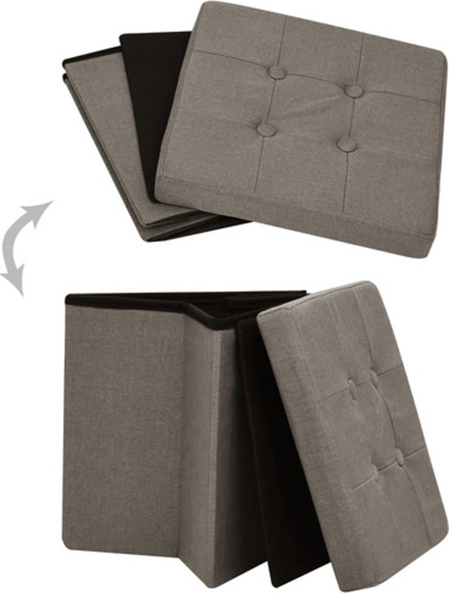 Vidaxl Opbergkrukken Inklapbaar 2 St Kunstlinnen Taupe