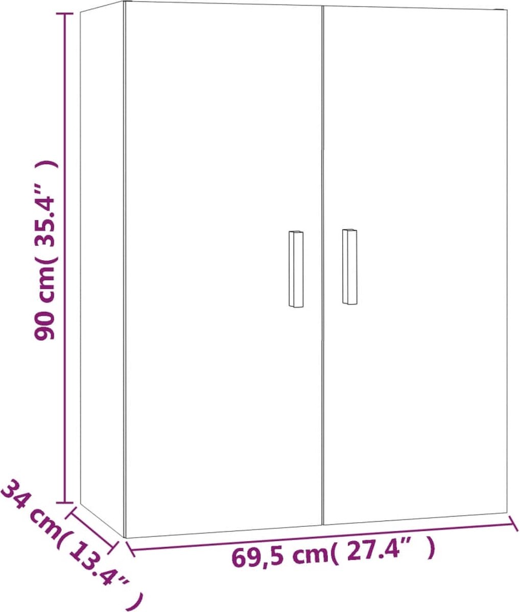 Vidaxl Hangkast 69,5x34x90 Cm Sonoma Eikenkleurig - Bruin