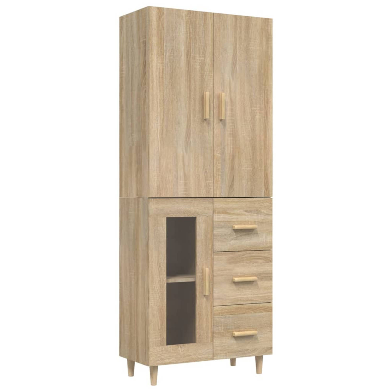 Vidaxl Hoge Kast 69,5x34x180 Cm Bewerkt Hout Sonoma Eikenkleurig - Bruin