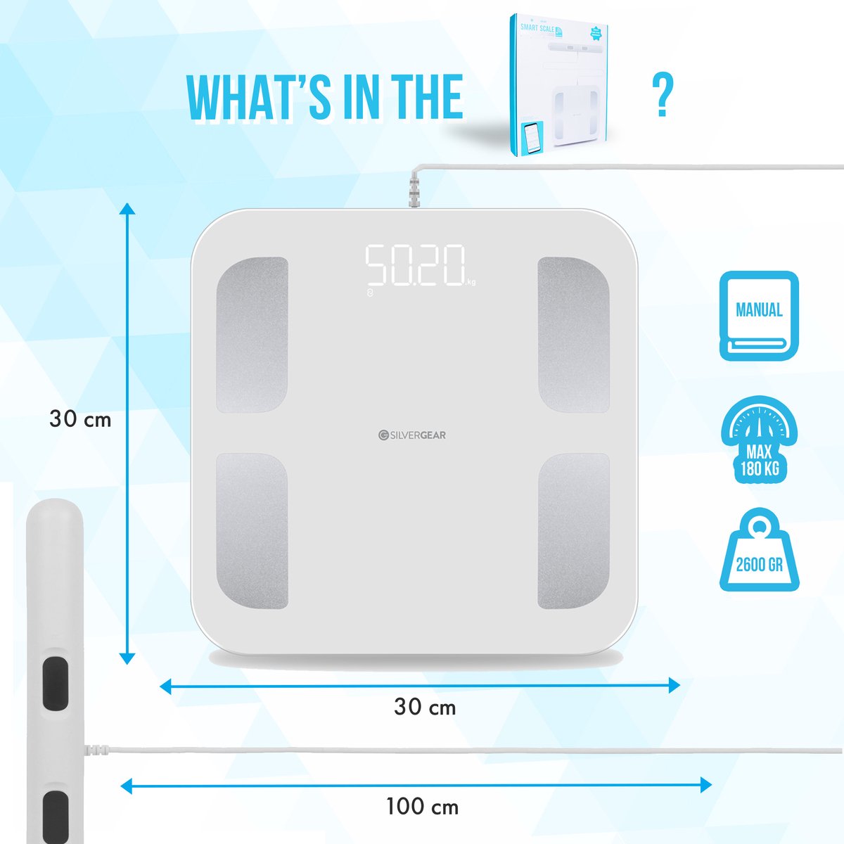 Silvergear Slimme Pro Weegschaal Met Handvat - Wit