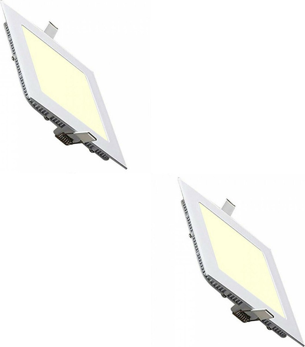 BES LED Led Downlight Slim - Inbouw Vierkant 9w - Warm Wit 2700k - Mat Wit Aluminium - 146mm