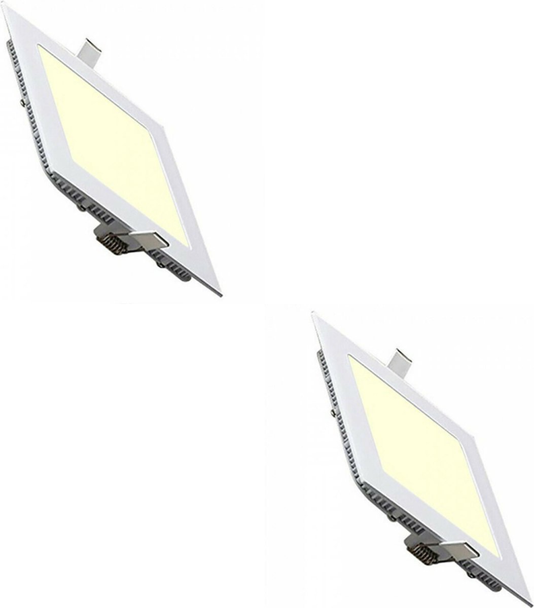 BES LED Led Downlight Slim - Inbouw Vierkant 3w - Warm Wit 2700k - Mat Wit Aluminium - 89mm