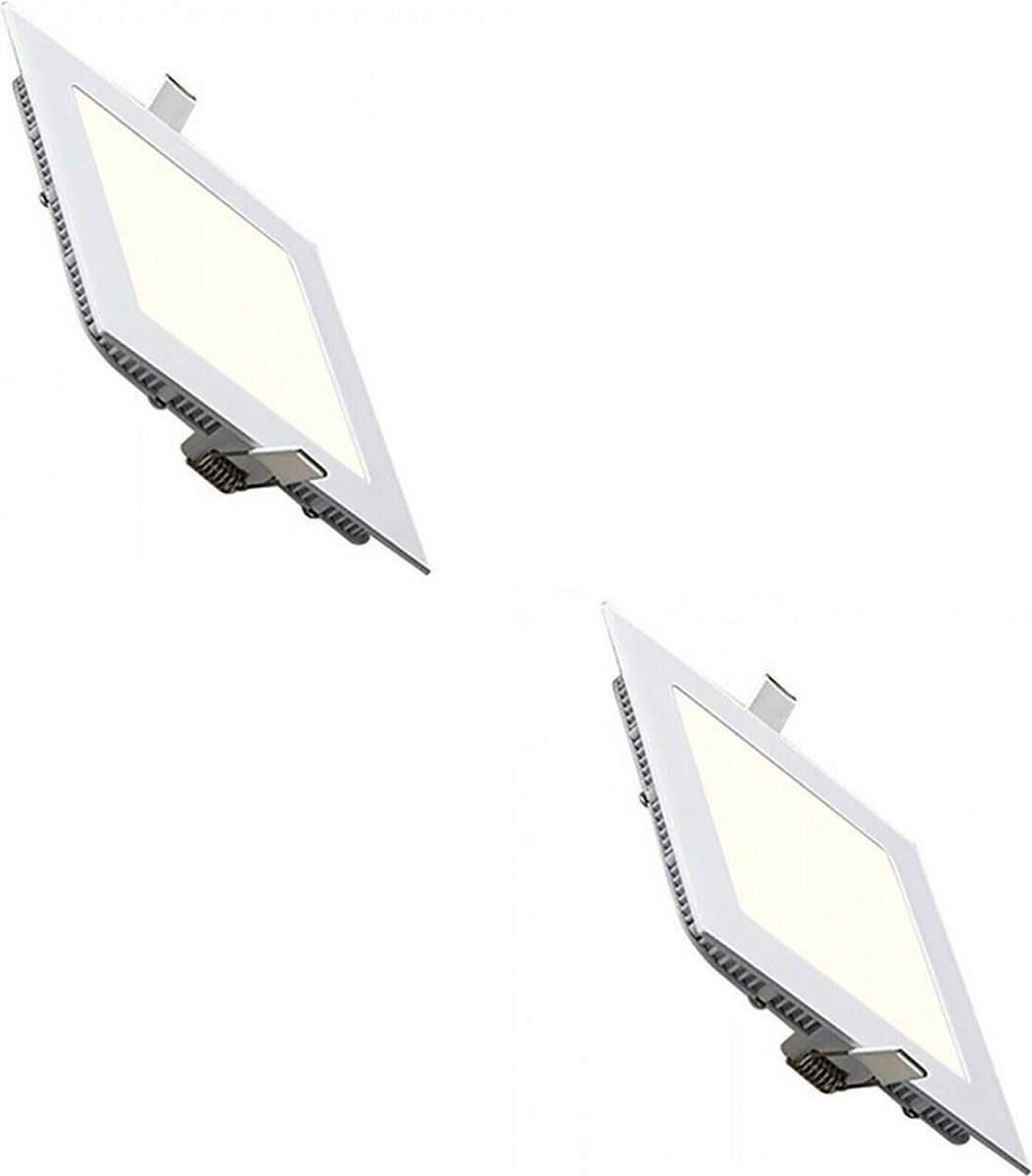 BES LED Led Downlight Slim - Inbouw Vierkant 3w - Natuurlijk Wit 4200k - Mat Wit Aluminium - 89mm