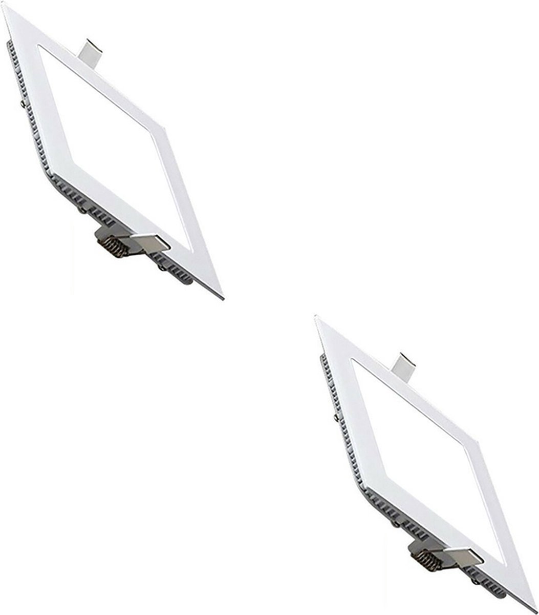 BES LED Led Downlight Slim - Inbouw Vierkant 3w - Helder/koud Wit 6400k - Mat Wit Aluminium - 89mm
