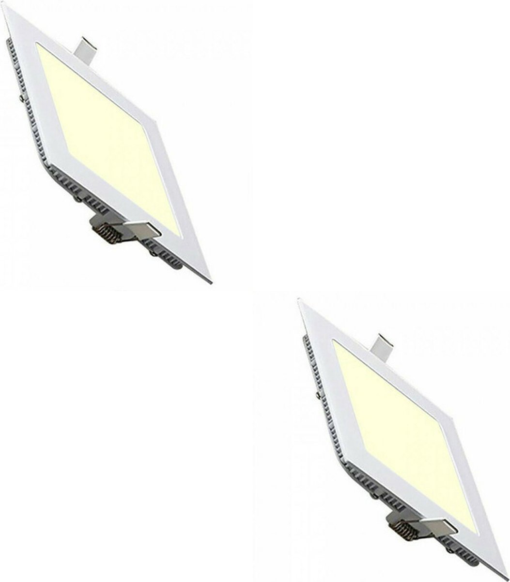 BES LED Led Downlight Slim - Inbouw Vierkant 6w - Warm Wit 2700k - Mat Wit Aluminium - 113.5mm