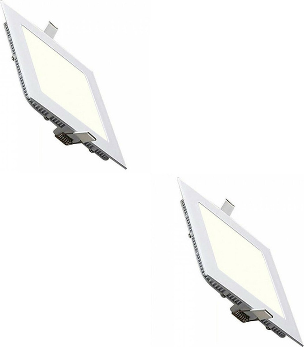 BES LED Led Downlight Slim - Inbouw Vierkant 6w - Natuurlijk Wit 4200k - Mat Wit Aluminium - 113.5mm