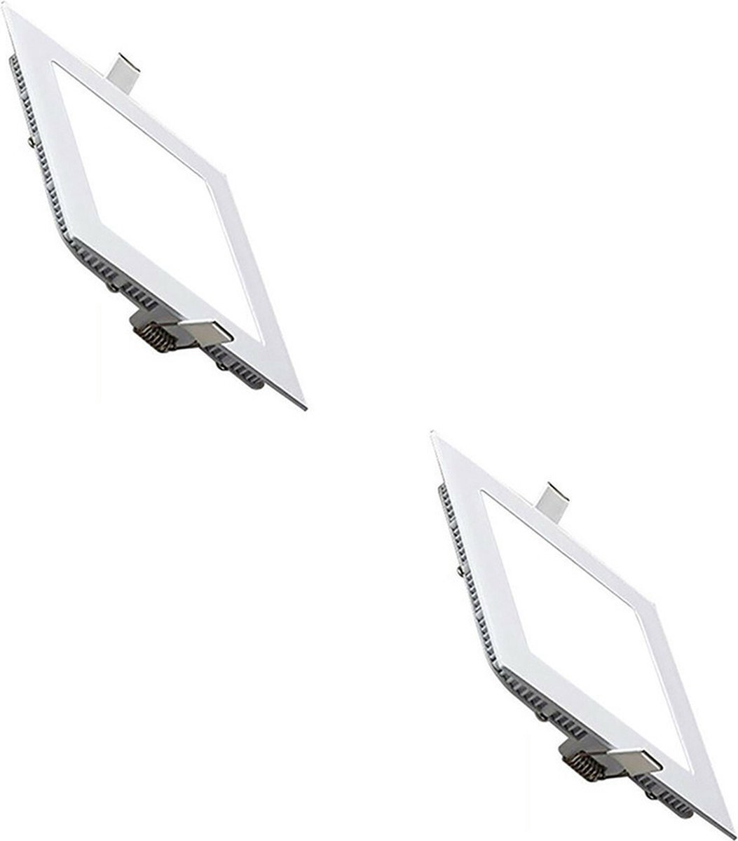 BES LED Led Downlight Slim - Inbouw Vierkant 12w - Helder/koud Wit 6400k - Mat Wit Aluminium - 170mm