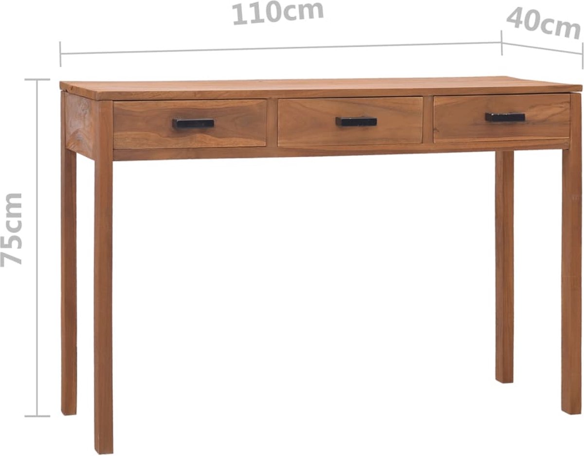 Vidaxl Bureau 110x40x75 Cm Massief Teakhout - Bruin