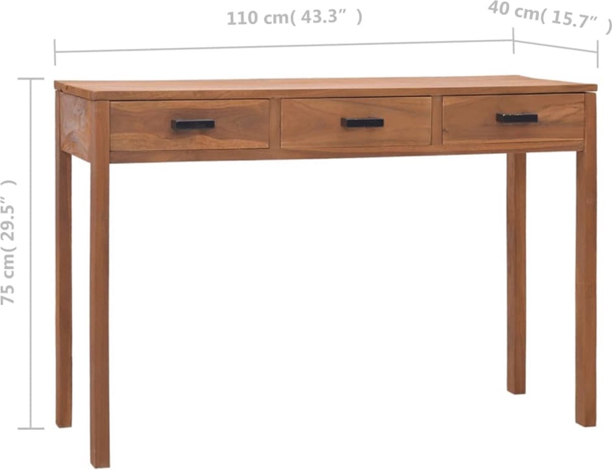 Vidaxl Bureau 110x40x75 Cm Massief Teakhout - Bruin