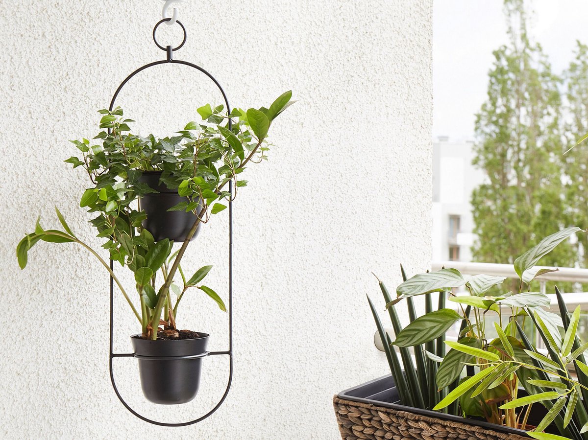 Beliani Agios - Plantenbak Voor Buiten--ijzer - Zwart