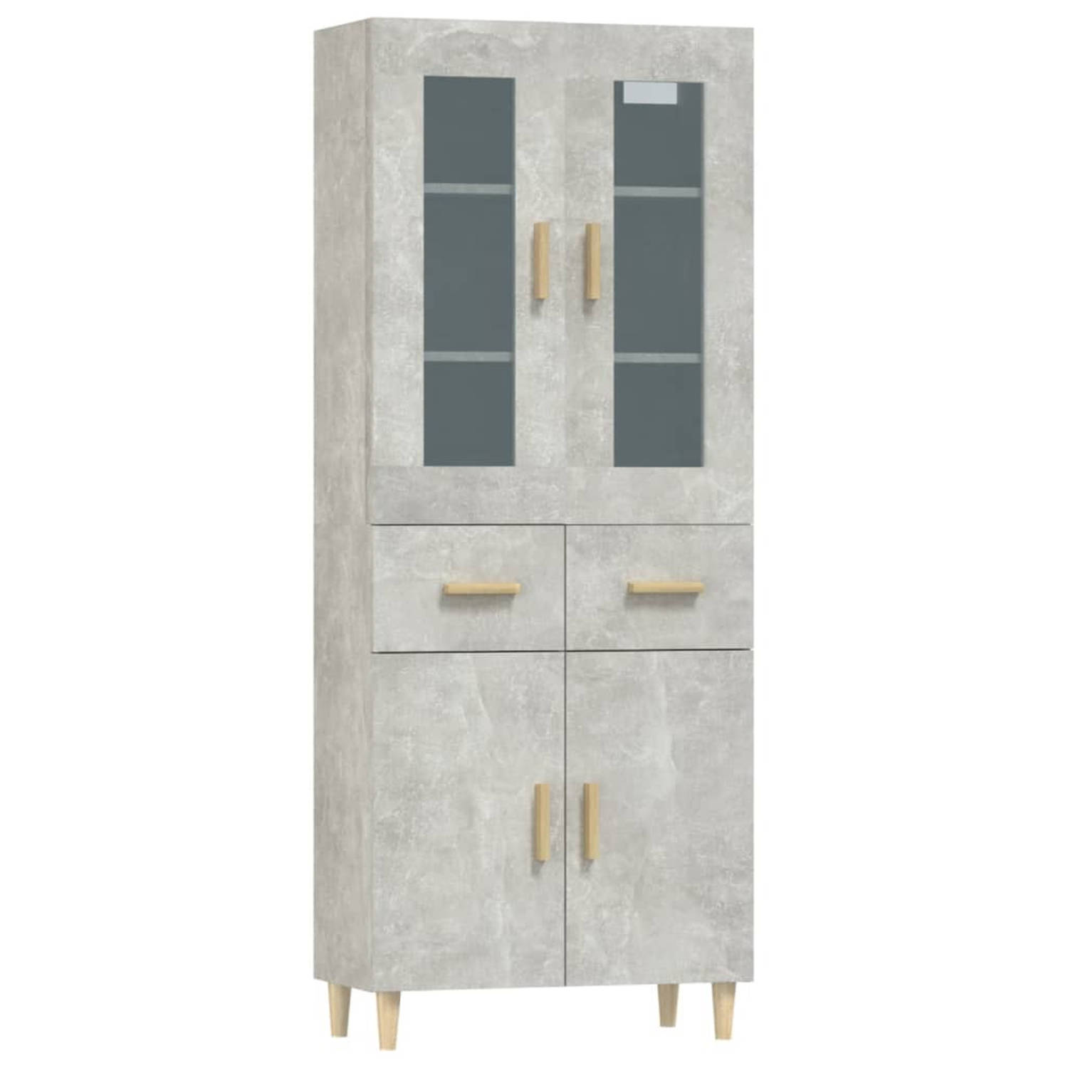 Vidaxl Hoge Kast 69,5x34x180 Cm Bewerkt Hout Beton - Grijs